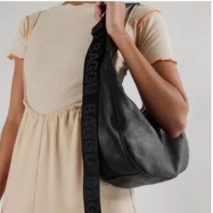 baggu deadstock leather crescent bag